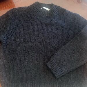 Zara Women's Charcoal Knit Crewneck Sweater